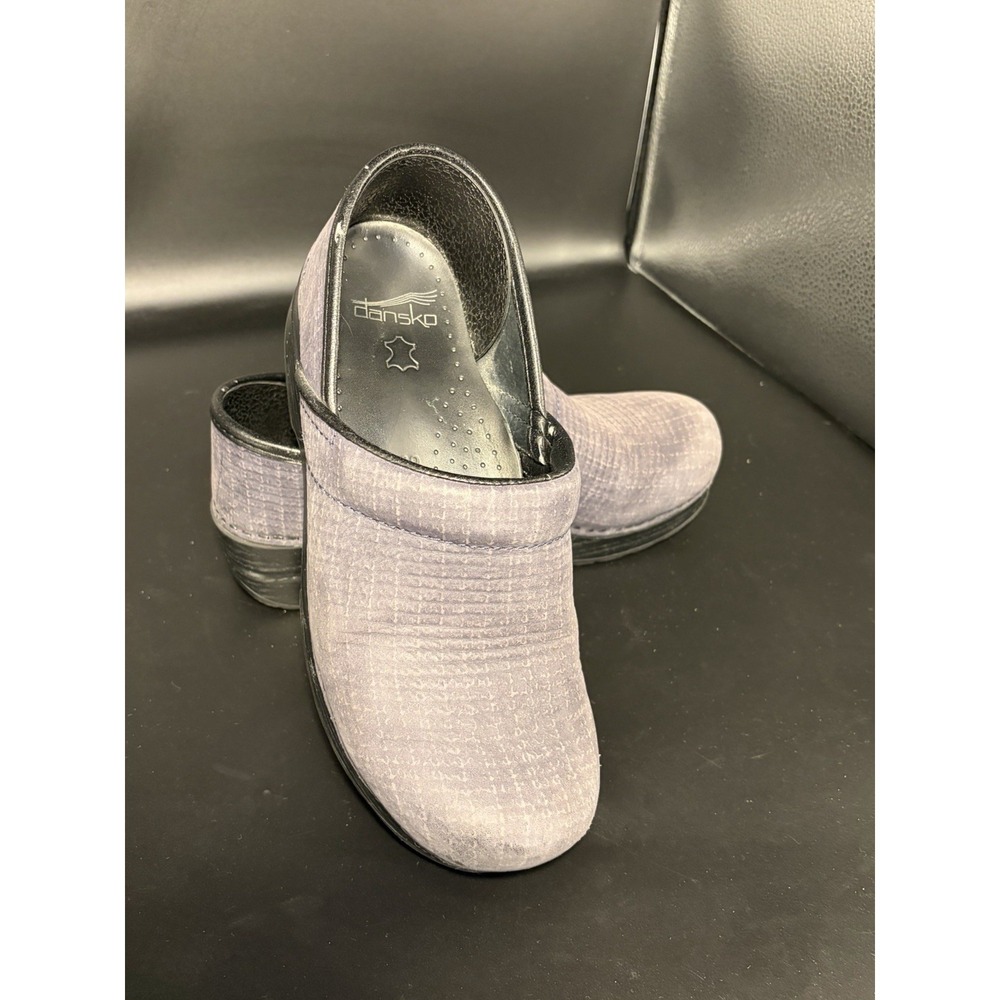 DANSKO Blue/Gray Textured/Cloth Pattern Clogs Shoes Size 39